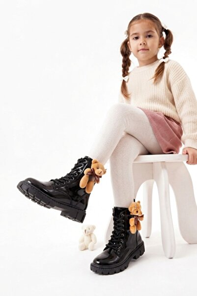 Zerenyus Teddy Bear Girl's Anatomical Thick Sole Lace-Up Boots with Teddy Bea...