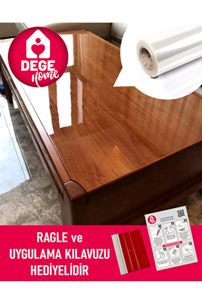 DEGE HOME Mobilya, Masa Yüzeyi Kaplama, Koruma Folyosu Şeffaf Ultra Parlak Ke...