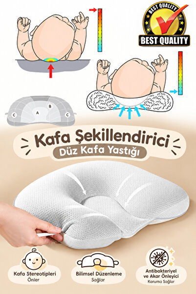 HALZEY Düz Kafa Yastığı & Bebek Yastığı %100 Pamuk, Antibakteriyel, Terletmez...