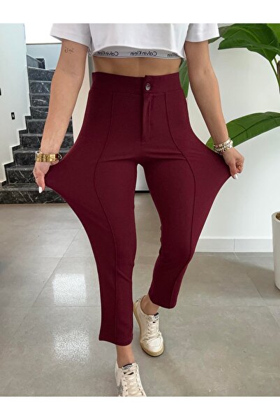 Paw Garage Kadın Çimalı Dar Paça Esnek Pantolon 36-50 Beden Günlük ve İş Pant...