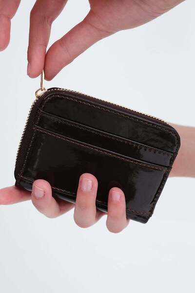 Addax Zippered Patent Leather Wallet Czdn122-F6