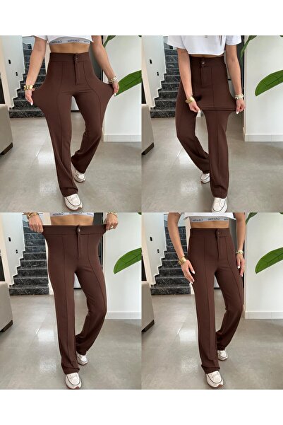 Paw Garage Women's Green Spanish Flare Flexible Pants 36-50 Size Casual and W...
