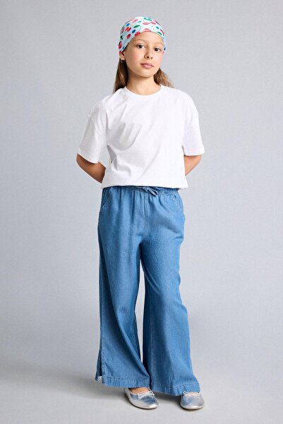 DeFacto Culotte Fit Rahat ve Havadar Kısa Geniş Paça Jean Pantolon Kız Çocuk ...