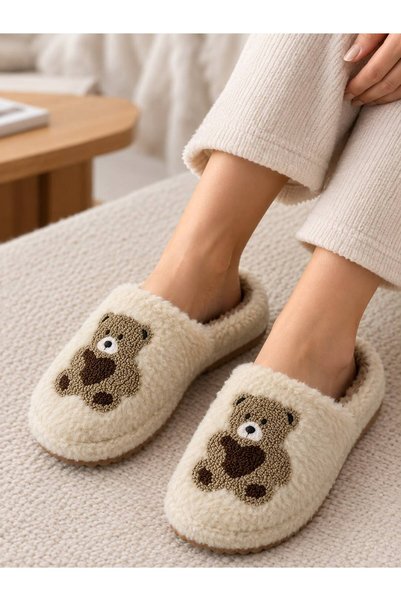FEMME FATALE Teddy Bear Plush Home Slippers