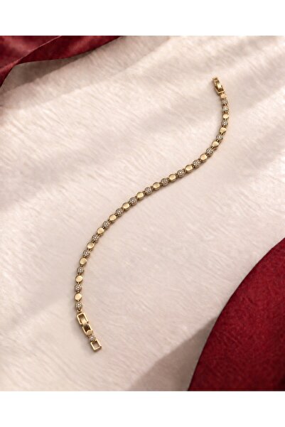 Çelik Gold Mini Zirkon Taşlı Bileklik