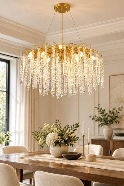 Apliqa Dina Serip Yemek Masa Üstü Gold Kaplamalı Modern Tasarım Salon Kristal...