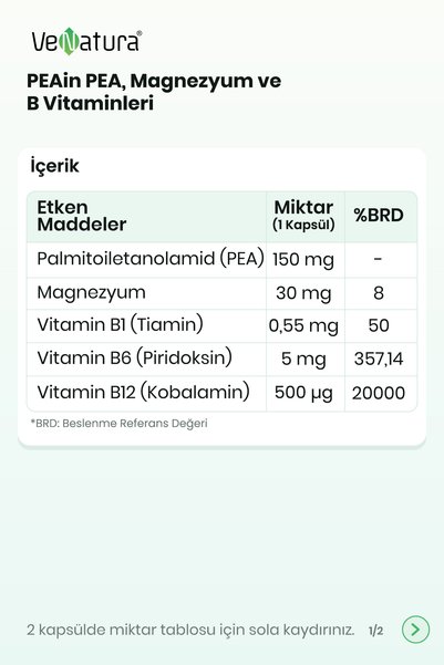 VeNatura Peain Pea Magnesium B Vitamin 60 Capsules