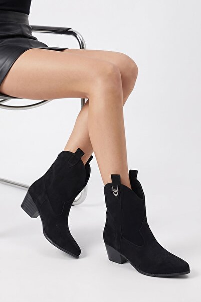 GOFFSHOES Kadın Grant Kısa Kovboy Bot - Siyah Süet