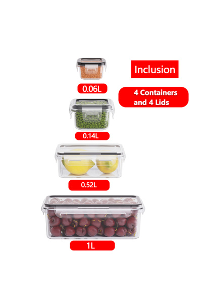 Choice مجموعة من 4 قطع من حاويات تخزين الطعام مع أغطية سهلة الفتح (4 أغطية + ...