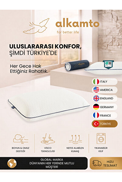 Visco Ortopedik Boyun Destekli Uyku Yastığı 60x40x13 | Hipoalerjenik Hafızalı Sünger