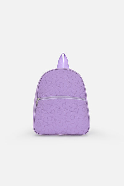 ICONE BAG Paraşüt Kumaşlı Çiçek Kapitoneli, Suni Detaylı Sırt Çantası, Mor Kı...