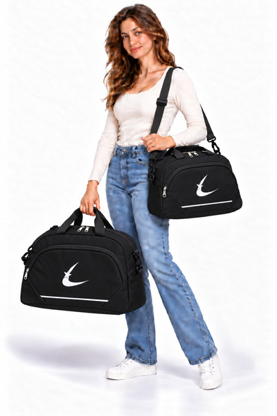 Bevitton Black Unisex Two-Compartment Long Strap Travel Fitness and Sports Ba...