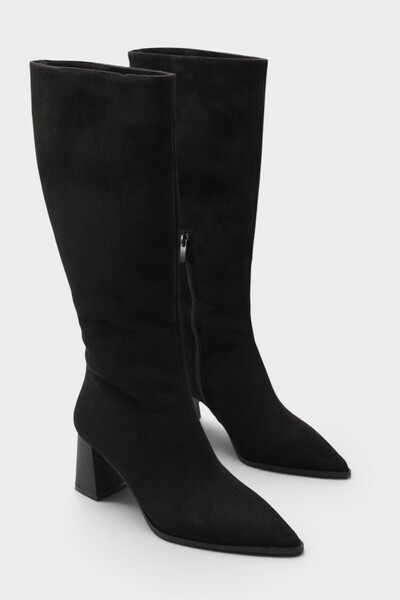 Capone Outfitters Lyda Pointed Toe Thick Heeled Half Zipper Stylish Women's B...