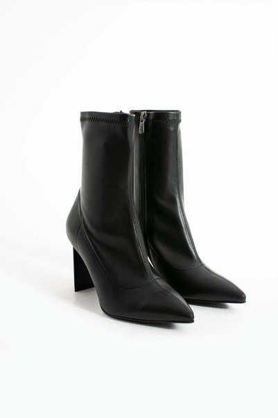 FOLLİNİ Women's Genuine Leather Stretch Boots Black