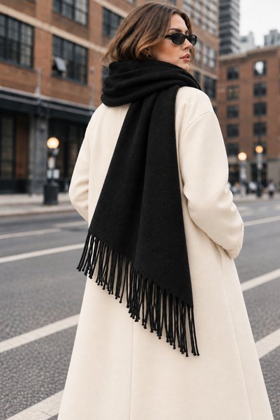 nisaNCa Soft Feel Women's Scarf – Soft Textured Wide Oversized Tassel Shoulder Shawl