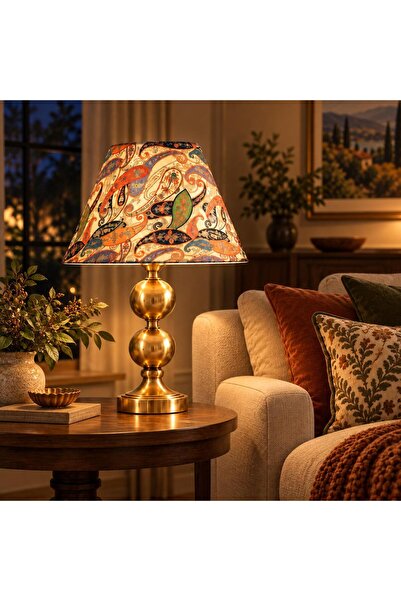 retro home design Eskitme Sıvama Ayaklı Çok Renkli Kumaş Şapkalı Abajur Salon...