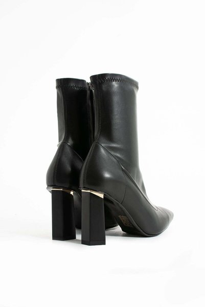FOLLİNİ Women's Genuine Leather Stretch Boots Black