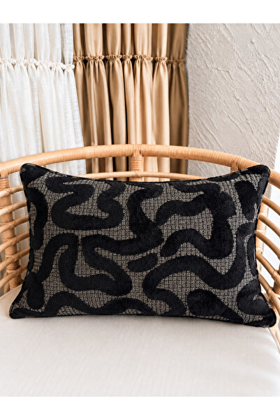 Decamor home Black Smoked Gray Patterned Throw Pillow Cover 2 Pieces