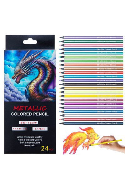 Choice 24 colors 24 Color Metallic Colored Pencils Drawing Sketching Set Pain...