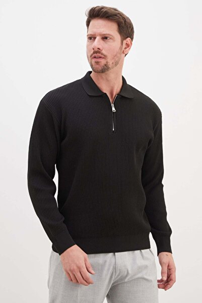 Fulla Moda Half Zip Polo Neck Knitwear Sweater