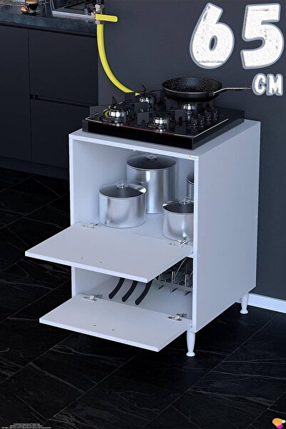 Eliusta Siena 65 cm Çift Kapaklı Set Üstü Ocak Dolabı Fırınlık Kiler Çok Amaç...