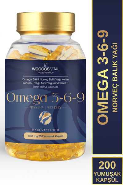 Hotay Nutrition Wooggs Vital Omega 3-6-9 Norveç Balık Yağı , Keten Tohumu Yağ...