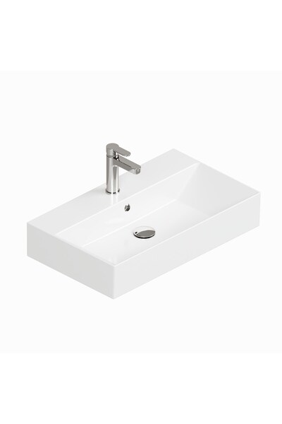 İsvea Sistema Z Tezgah Üstü Kare Lavabo 70x42 cm Slim Batarya Delikli Beyaz |...