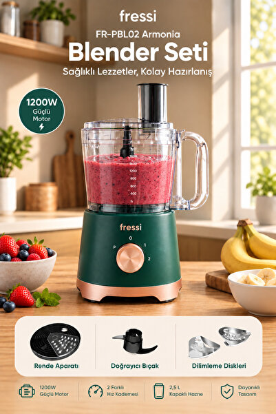 Fressi Power Blender Seti Mutfak Robotu Salata Doğrayıcı 2,5L 1200W FR-PBL02 ...