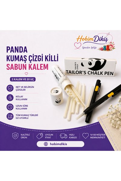 TEXART Art of Sewing PANDA KUMAŞ ÇİZGİ KİLLİ SABUN KALEM (2 KALEM VE 20 UÇ)