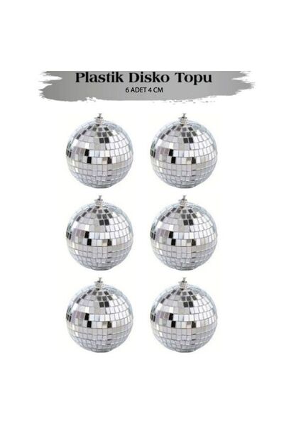 partidolu Plastik Kristal Disko Topu Şeklinde 4 cm Gümüş Renk Yılbaşı Ağacı S...
