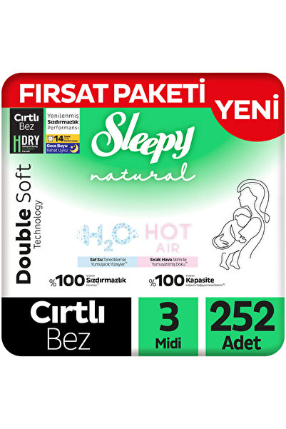 Sleepy Natural Double Soft Fırsat Paketi Bebek Bezi 3 Numara Midi 252 Adet