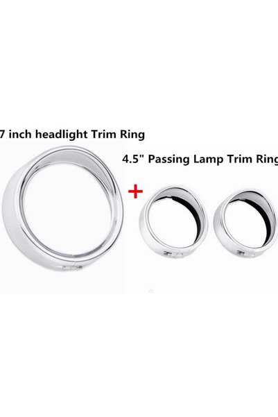 Choice3 Chrome7and4.5inch Motorcycle Headlight Trim Visor Ring 7" Bezel 4.5" ...