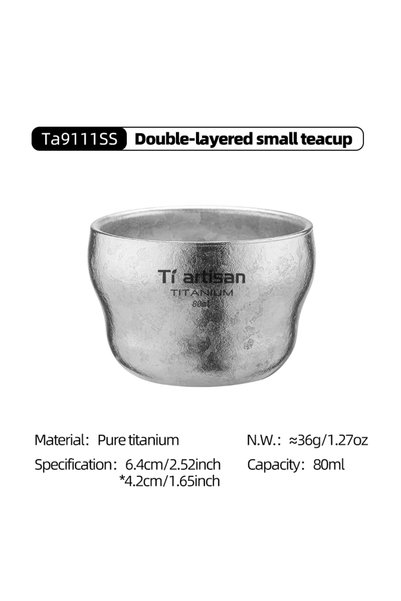 Choice Ice Crystal Tiartisan Titanium 80ml Double Layer Gourd Shape Teacup Ou...