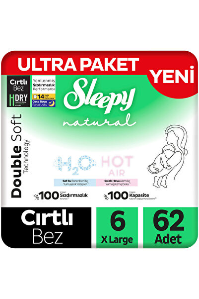 Sleepy Natural Double Soft Ultra Baby Diaper Package Size 6 Xlarge 62 Pieces