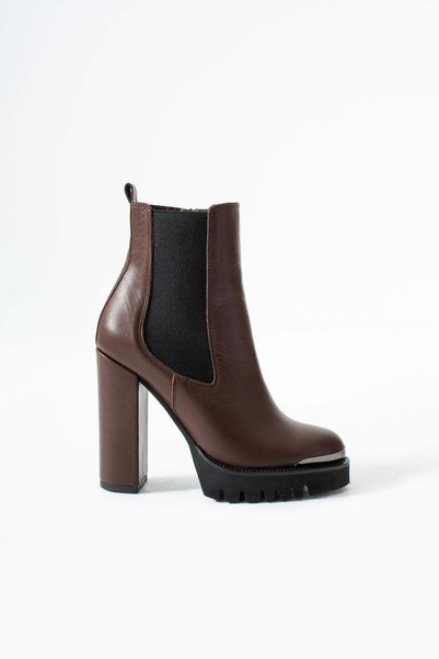 FOLLİNİ Women's genuine leather platform boots brown