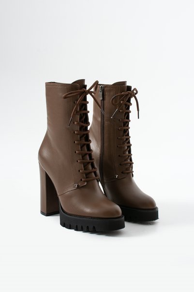 FOLLİNİ Women's genuine leather platform boots brown