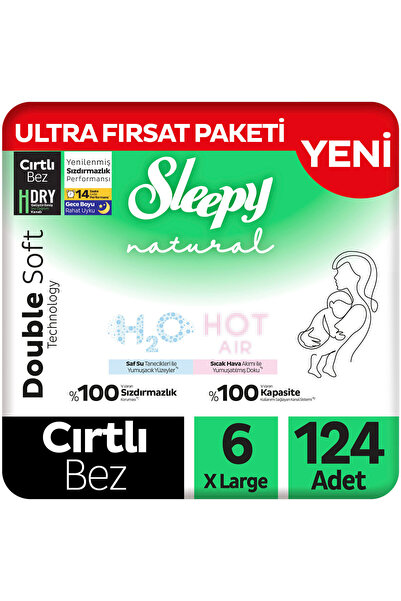 Sleepy Natural Double Soft Ultra Fırsat Paketi Bebek Bezi 6 Numara Xlarge 124...