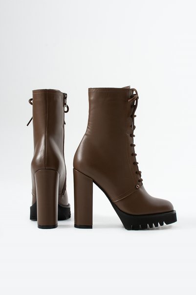 FOLLİNİ Women's genuine leather platform boots brown