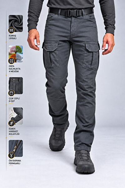 Polviton Γκρι ανδρικό παντελόνι Cargo Tactical Outdoor Combat Pocket