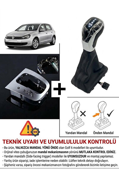VW Golf 6 Uyumlu DSG Otomatik Vites Topuzu Körüğü Ve Çerçeve Seti
