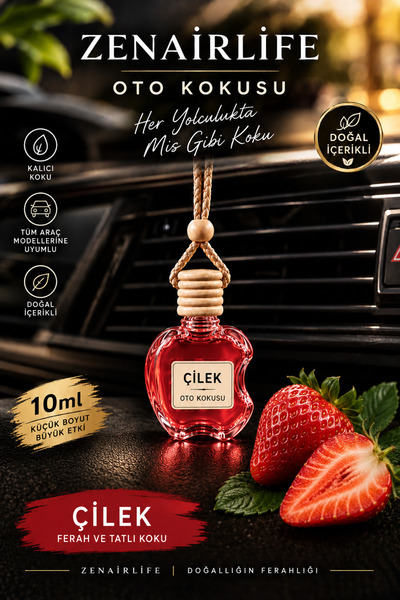 hauswert Oto Araç Kokusu Çilek Aromalı Araba Ortam Parfümü Elma Şişe 10ml