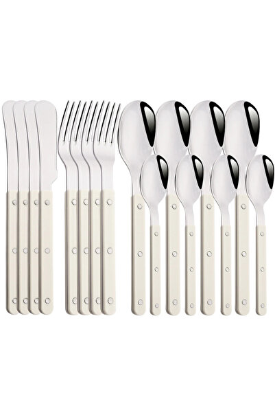 Choice 16Pcs Beige Silver Beige Silver 4/16Pcs Dinnerware Acrylic Handle Knif...