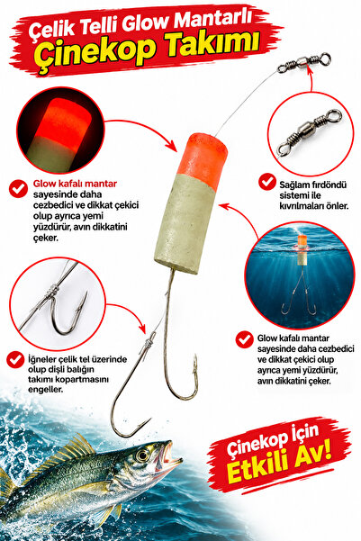 Çelik Telli Glow Mantarlı Lüfer Takımı