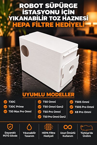 Antalya3Dcim Ecovacs Deebot T50 / T30C Serisi Uyumlu Yıkanabilir Yeniden Kull...