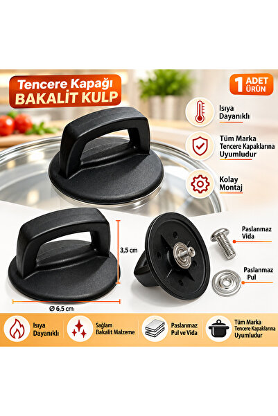 arcaK2 Tencere Cam Kapak Kulp u ve Paslanmaz Vidasıyla Beraber (1Adet)