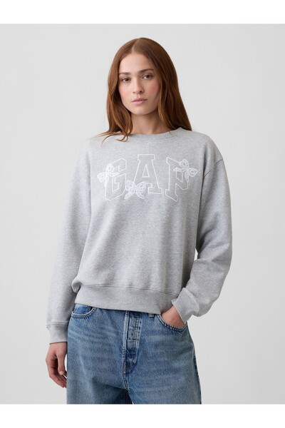 GAP Kadın Gri Logo Sweatshirt