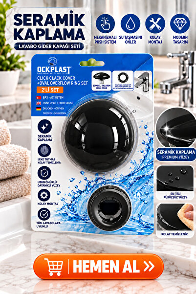 ock plast SİYAH Seramik , Bas aç otomatik sistem Pop-up Lavabo Sifonu-Ünivers...