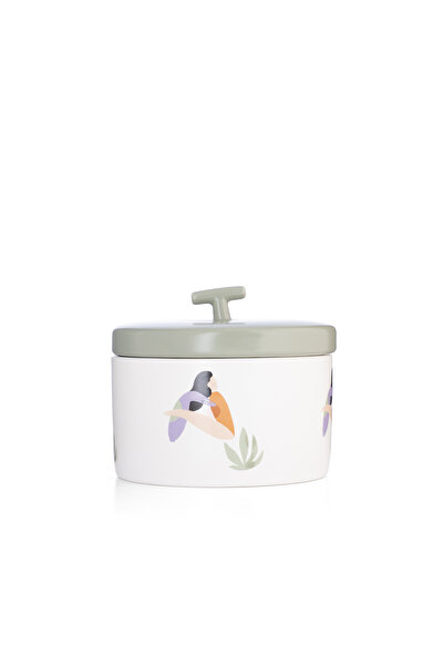 Blends Round Date Bowl 12×12 cm White and Green Stoneware with Lid from Viola