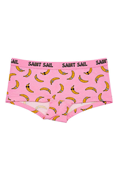 Saint Sail Sevgili Kombini "Cool Banana" Gözlüklü Muz Desenli Pembe Kadın Boxer