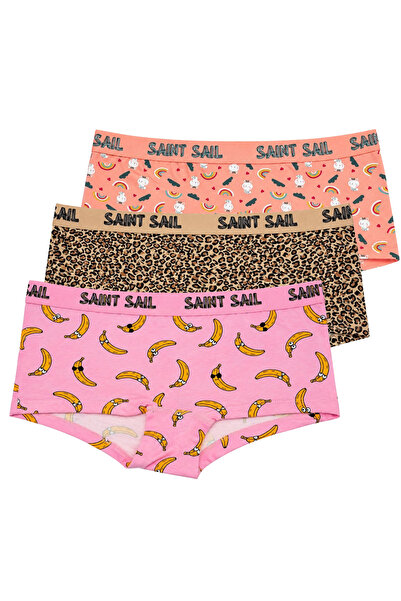 Saint Sail Cotton Lycra Flexible Fabric Printed Couple Boyshort Set of 3 Wome...